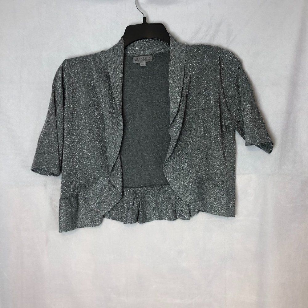 Joseph A. Women's crop short sleeve open Cardigan Size S silver RS